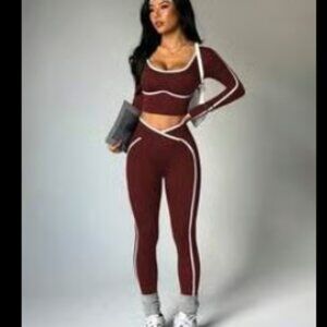 Leggings and Long Sleeve Crop Top Matching Set